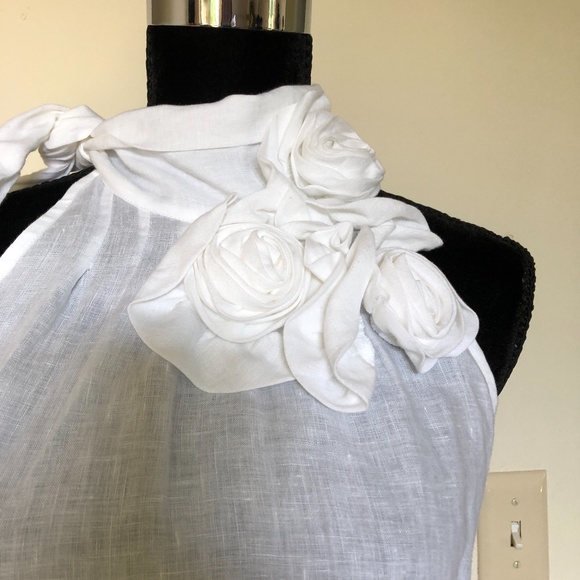 NWOT Nara Camicie White Linen Blouse - Picture 5 of 8